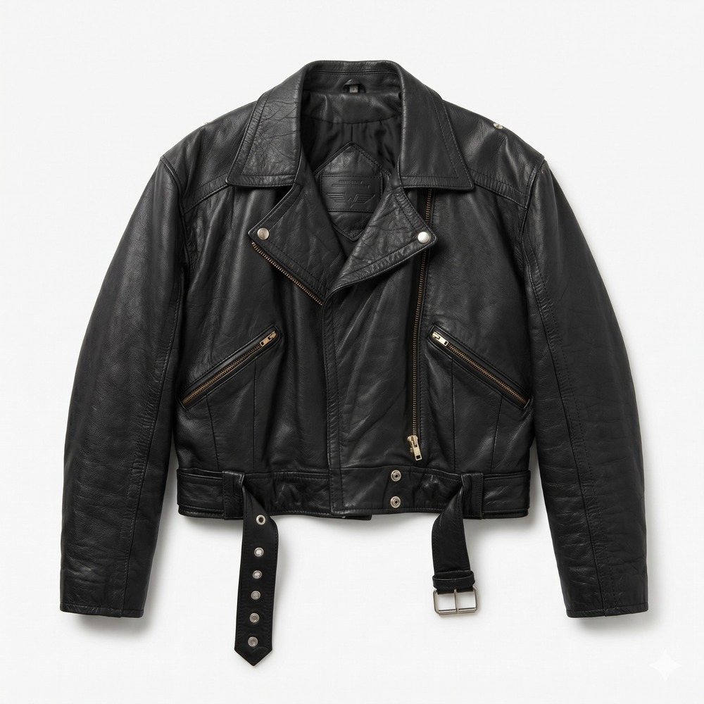 Limited Express Black Leather Moto Biker Jacket Sz M Y2K Grunge Belted Zip